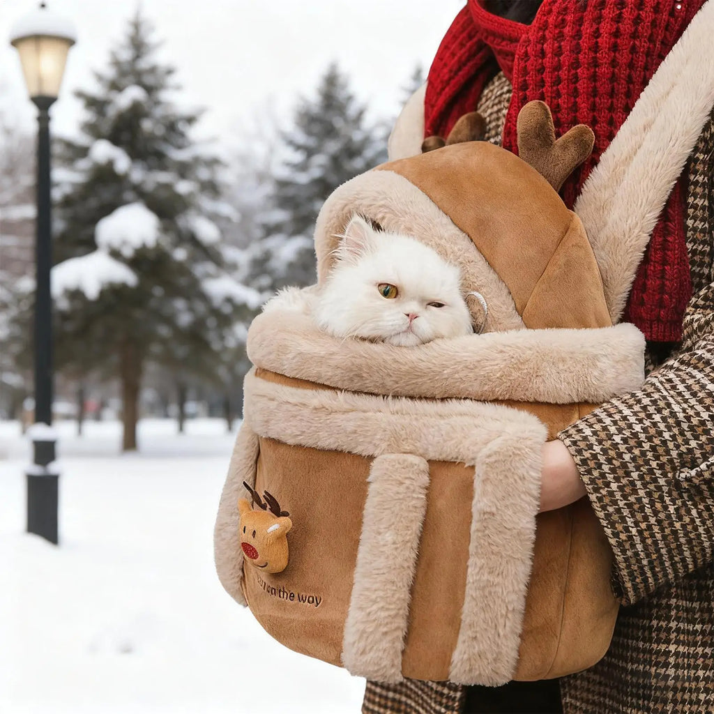 Pet Plush Elk Backpack – Cat & Puppy Carrying Bag | Qme Pet Carrier Backpack Qme