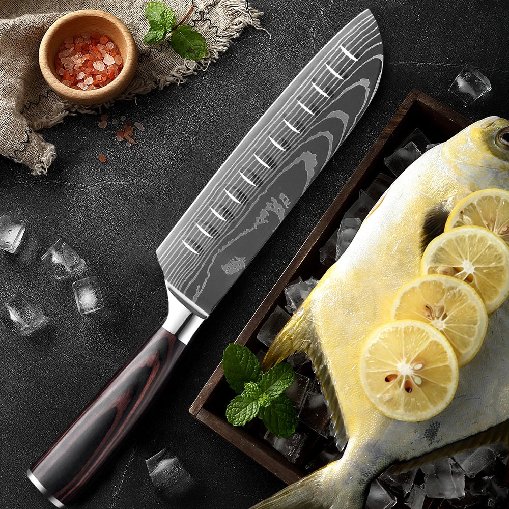 XITUO 5-Piece Chef Knife Set | Ultra Sharp Pakkawood Handle Kitchen Knife Set Qst