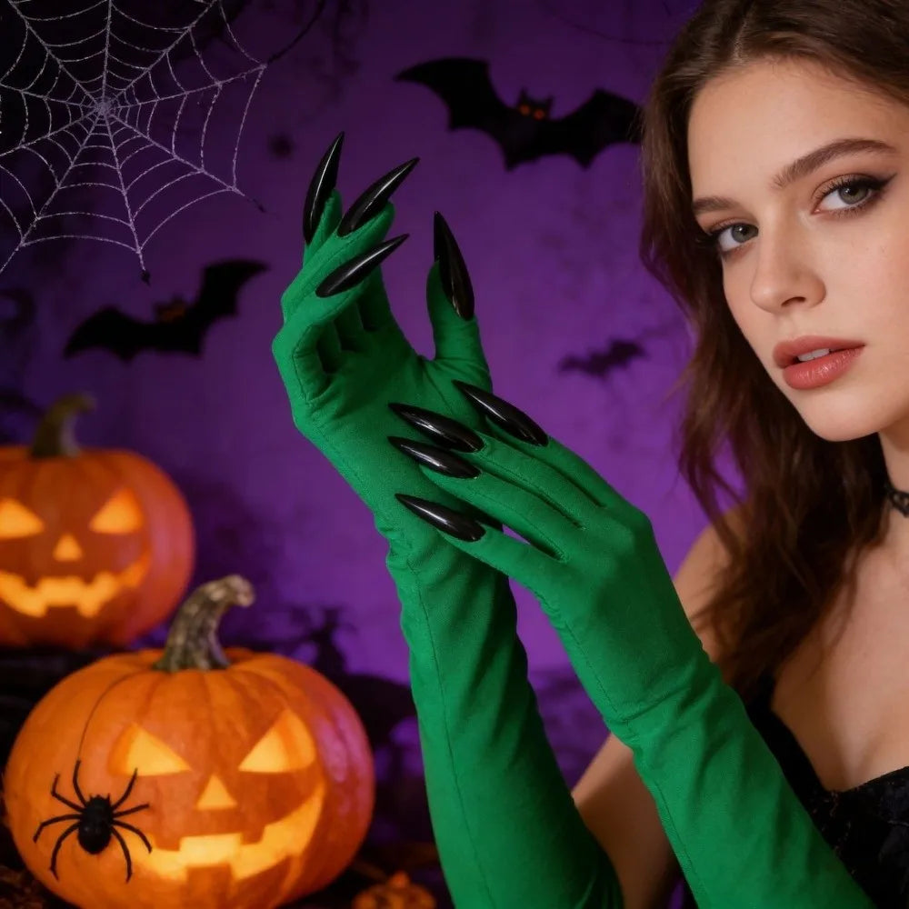 Witch Cosplay Gloves Long Nail Claws Halloween Costume Costume Gloves Qme