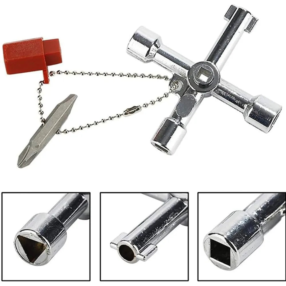 4-in-1 Cross Square Key Wrench – Multifunction Alloy Hand Tool Multifunction Key Wrench Qme
