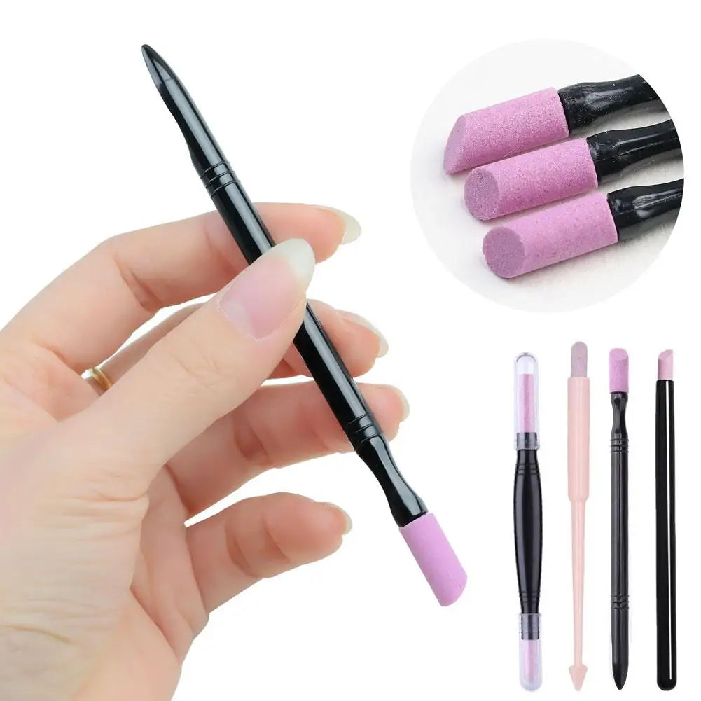 Nail Sanding File Cuticle Stone Pusher & Art Pen Tool | Qme Nail Care Tool Qme