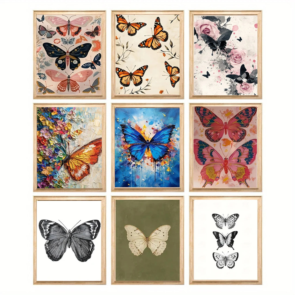 Butterfly & Floral Canvas Wall Art – Modern Abstract Decor Canvas Wall Art Qst