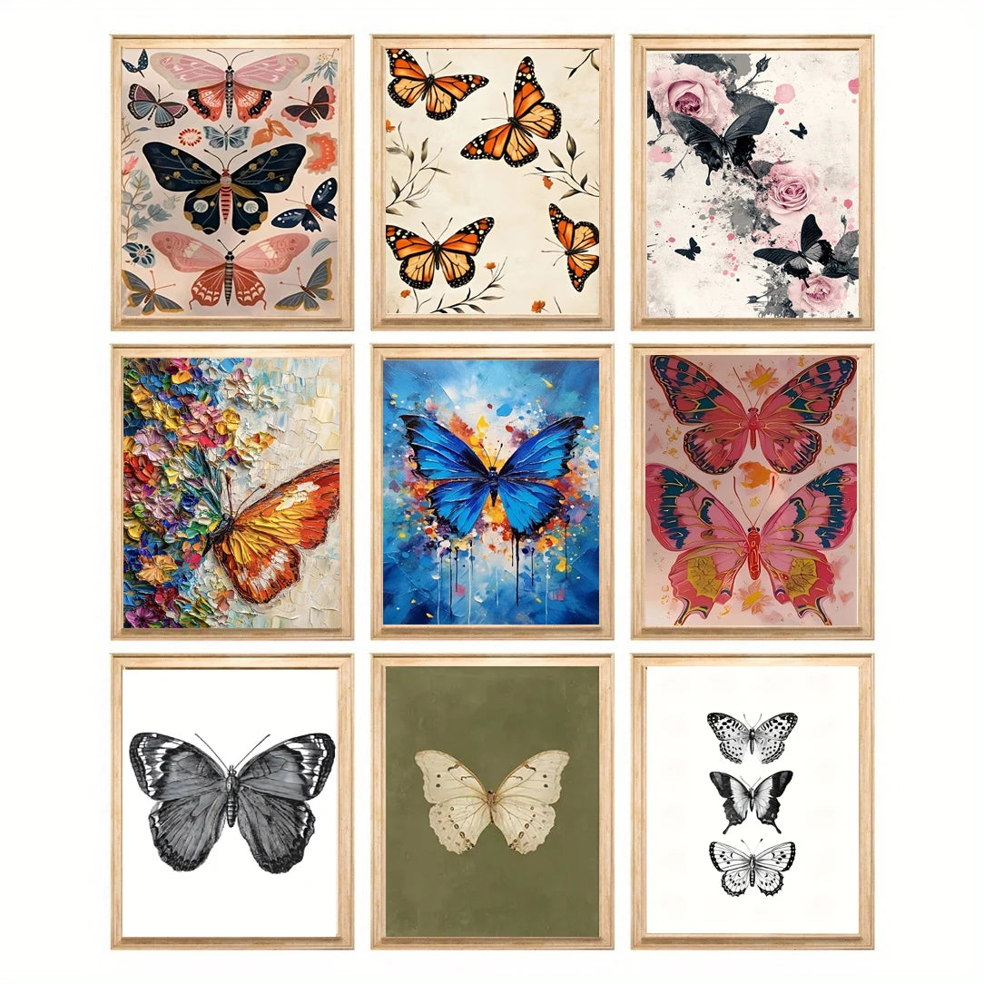 Butterfly & Floral Canvas Wall Art – Modern Abstract Decor Canvas Wall Art Qst