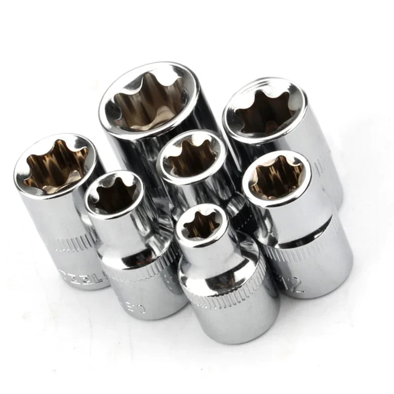 7-Pc Torx E-Socket Set 3/8" Drive E8 E10 E11 E12 E14 E16 E18 Torx Socket Set Qme
