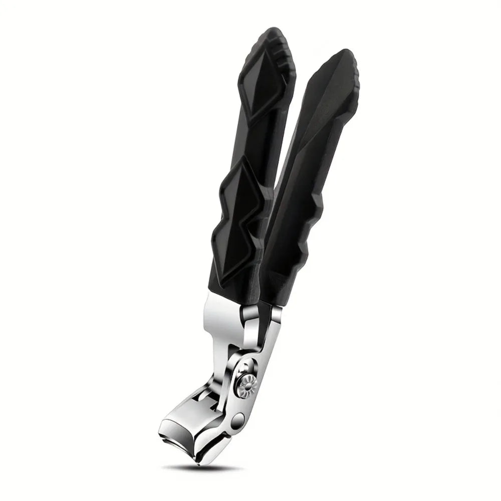 Anti-Splash Nail Clippers Long Handle – Stainless Steel Manicure Nail Clippers Qme Black