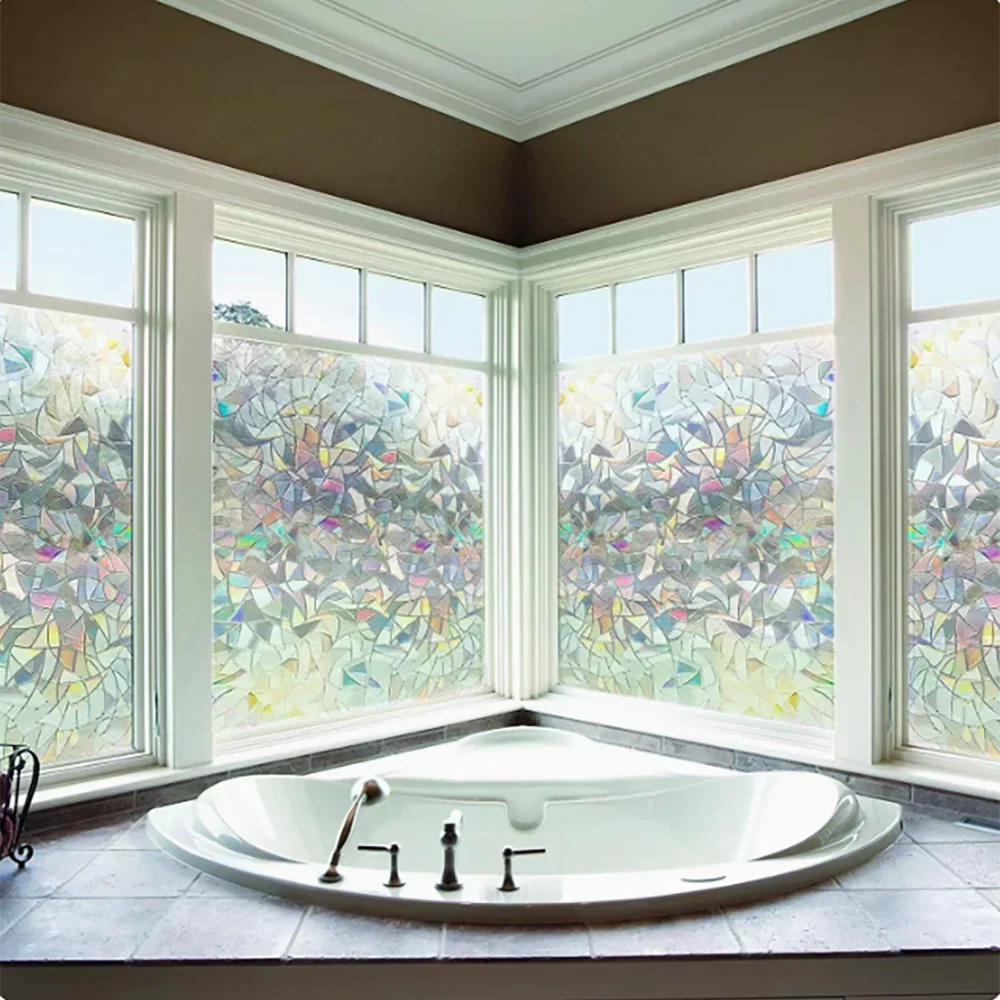 Rainbow Electrostatic Window Privacy Film | No-Glue PVC Cling Window Privacy Film Qme
