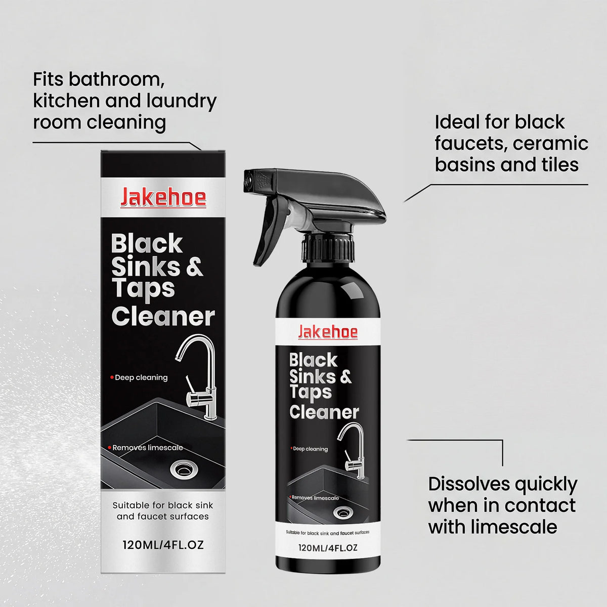 JAKEHOE 120ml Limescale & Water Stain Remover Spray Descaling Spray Qst