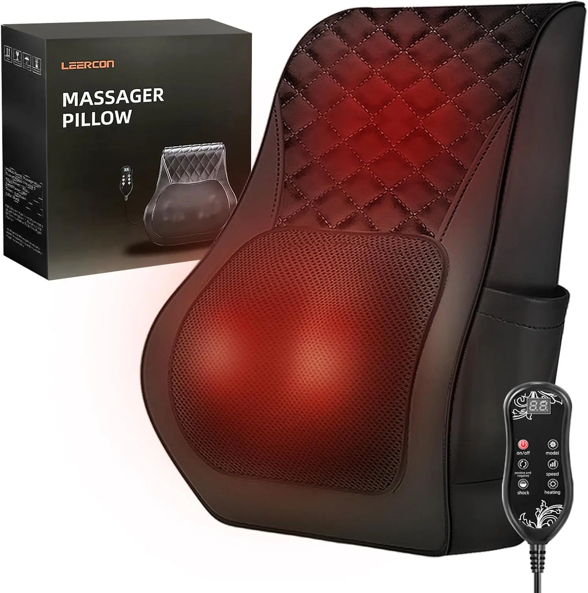 Leercon 3D Kneading Neck Massager with Heat – Shoulder & Back Neck Massage Pillow Qst black United States