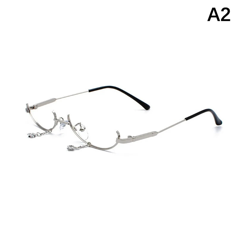 Women's Half Frame Decorative Glasses – No Lens Alloy Decorative Glasses Frame Qst A2