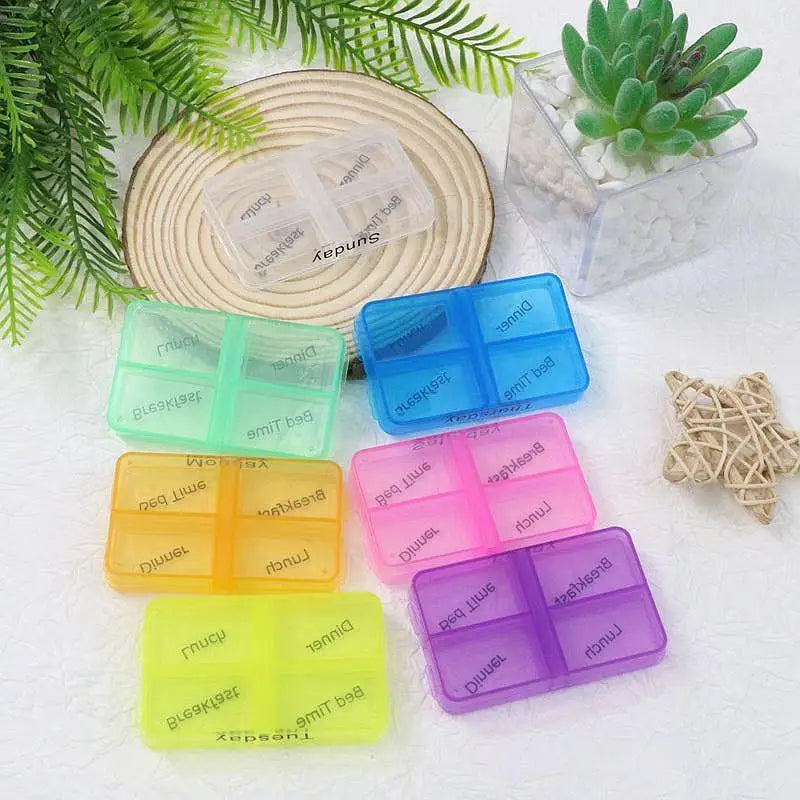 28-Grid 7-Day Weekly Pill Organizer | Portable Detachable Box Weekly Pill Organizer Qme