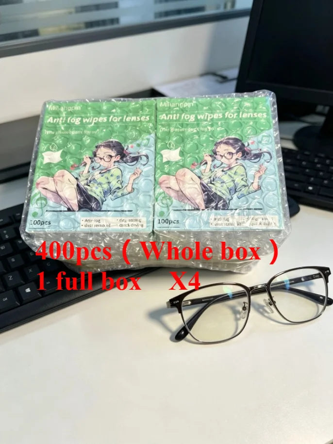 Anti-Fog Wipes for Glasses & Helmet Visors | Streak-Free Anti-Fog Lens Wipes Qme 400pcs