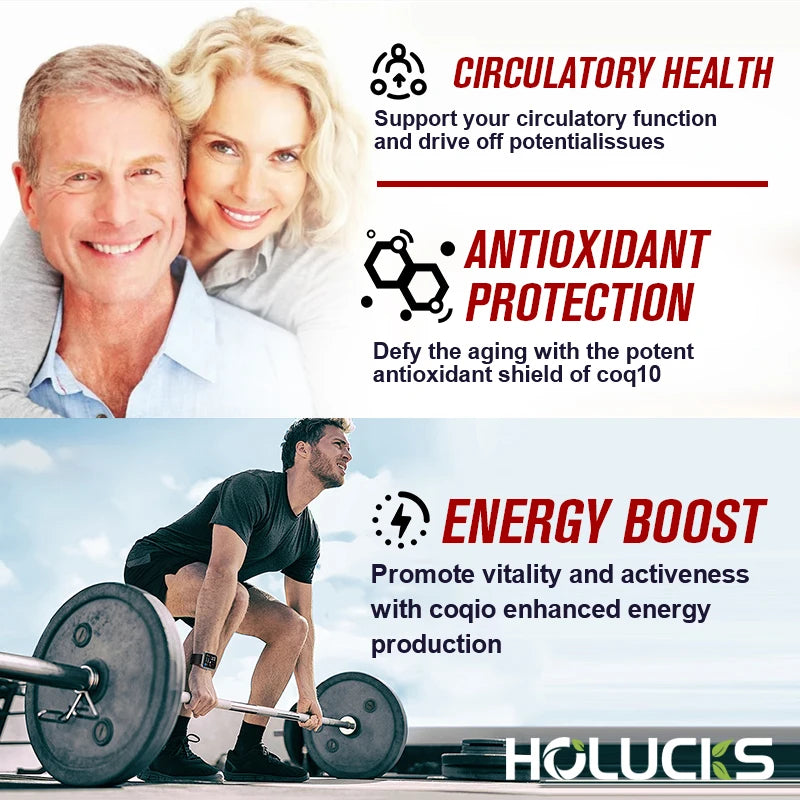 HOLUCKS CoQ10 Supplement – Energy, Antioxidant & Heart Support CoQ10 Supplement Qst