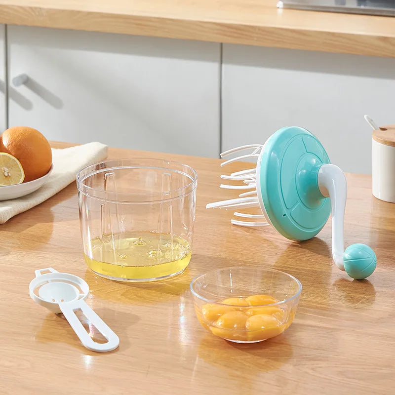 Hand-Crank Egg Whisk – Portable Semi-Auto Baking Mixer Hand-Crank Whisk Qme