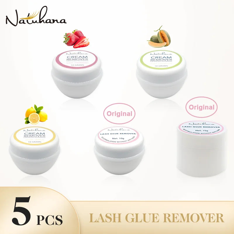 NATUHANA Eyelash Extension Glue Cream Remover – 5pc Set Lash Extension Remover Qme