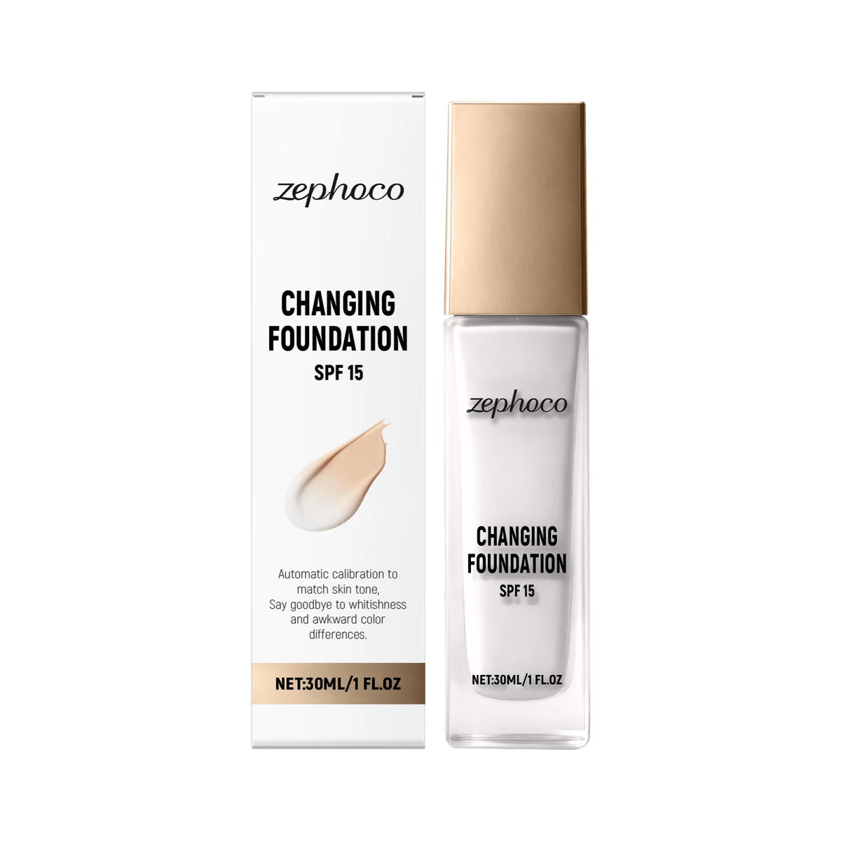 Zephoco Color Changing Foundation SPF 15 – Matte & Hydrating Liquid Foundation Qst 30ml Boxed