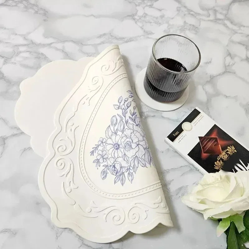 Silicone Lace Placemat | European Retro Embossed Table Mat Silicone Table Mat Qme