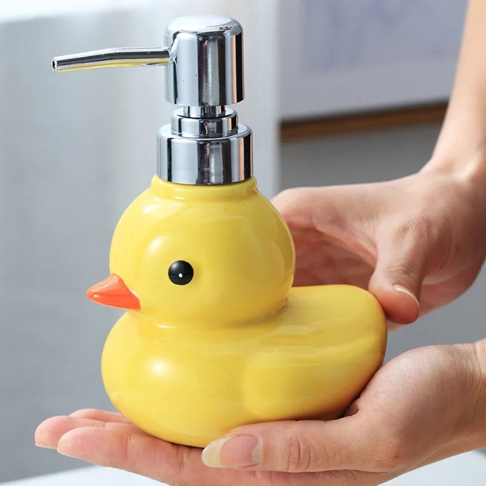 Cute Yellow Duck Ceramic Soap & Lotion Dispenser Bottle Ceramic Soap Dispenser Qme