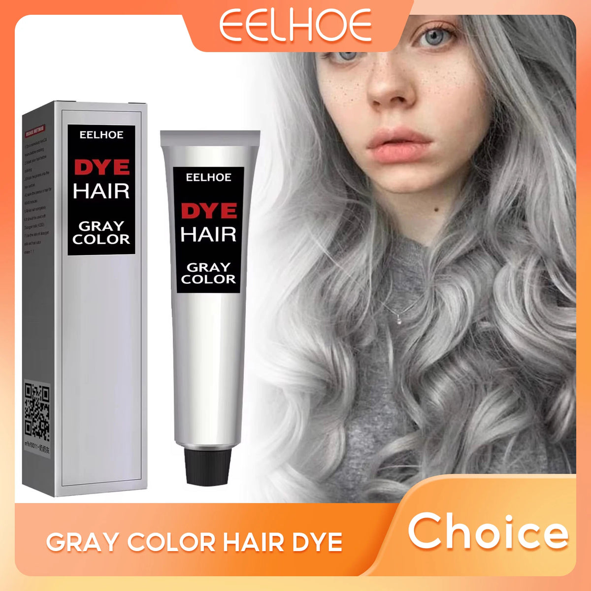Eelhoe Smoky Gray Permanent Hair Dye Cream – Silver Grey Hair Dye Cream Qst