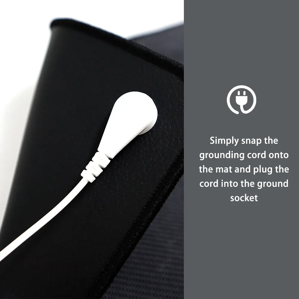 Grounding Mouse Pad Mat – Conductive Vegan Leather & 15ft Cord Earthing Grounding Mat Qst