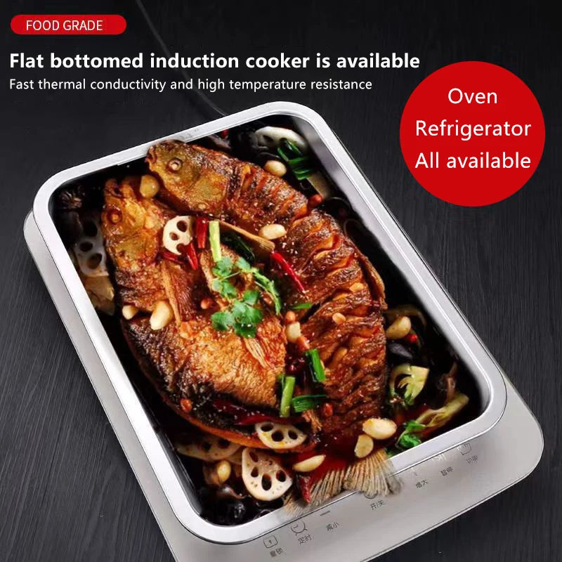 Stainless Steel Rectangle Serving Tray – BBQ & Kitchen Serving Tray Qst
