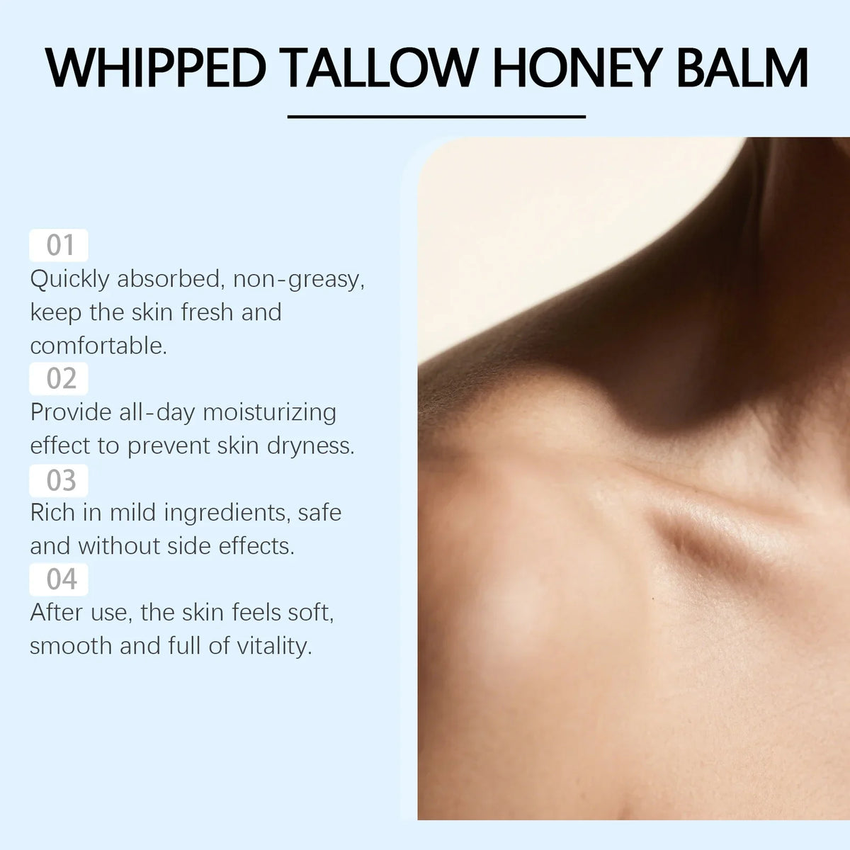 Whipped Tallow Honey Balm – Deep Moisturizing Body Butter Moisturizing Body Balm Qme