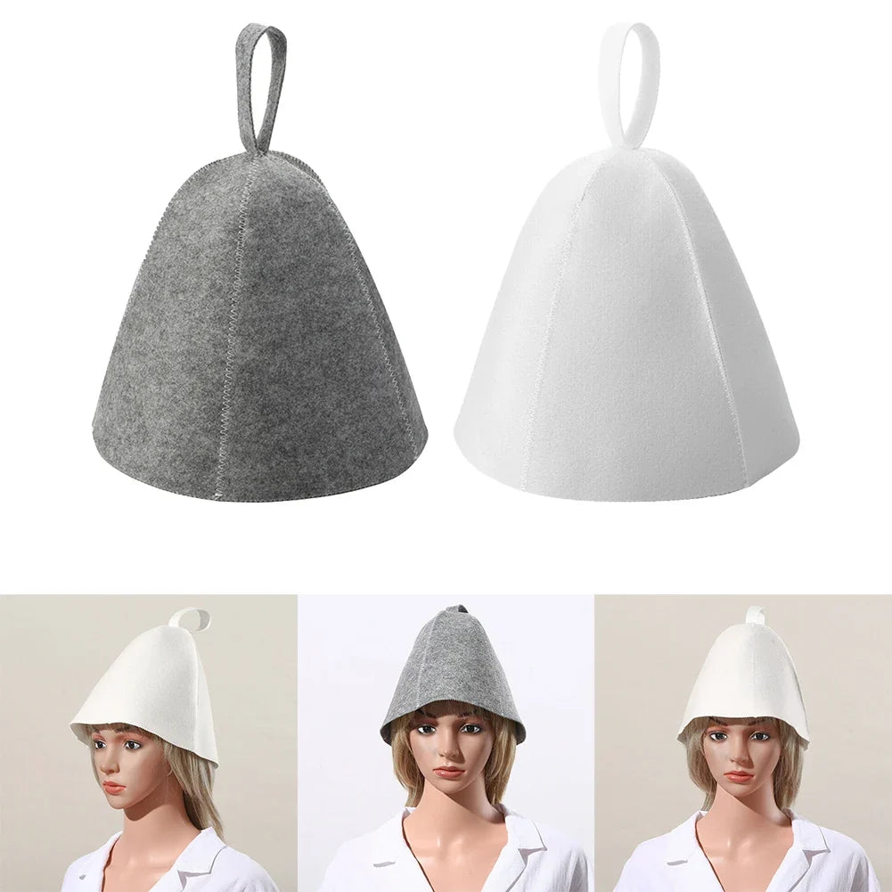 Sauna Hat Thickened Wool Felt Shower Cap & Hair Turban Sauna Hat Qme