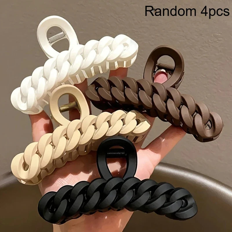Kitsch Large Chain Claw Clip – Recycled Plastic Hair Clip Large Claw Clip Qme Random 4pcs