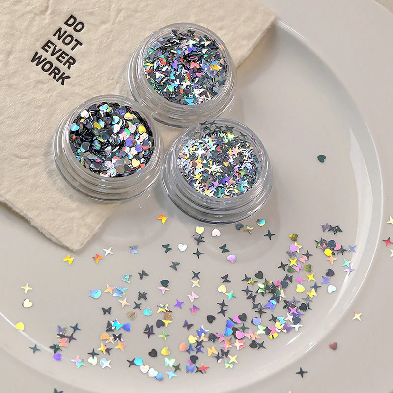 Holographic Star Nail Glitter Sequins Laser Sparkle Flakes Nail Art Sequins Qst