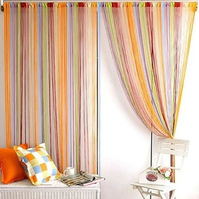 Multicolor String Curtain Wall Panel Fringe Room Divider 100x200cm String Curtain Panel Qme 1x2M