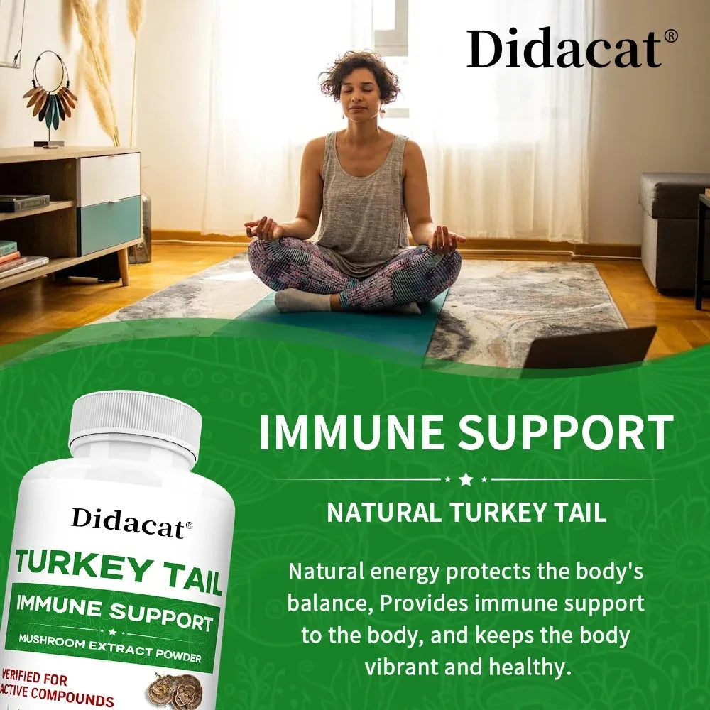 Turkey Tail Mushroom Supplement – Vegan, Non-GMO, 120 Caps Mushroom Supplement Qst