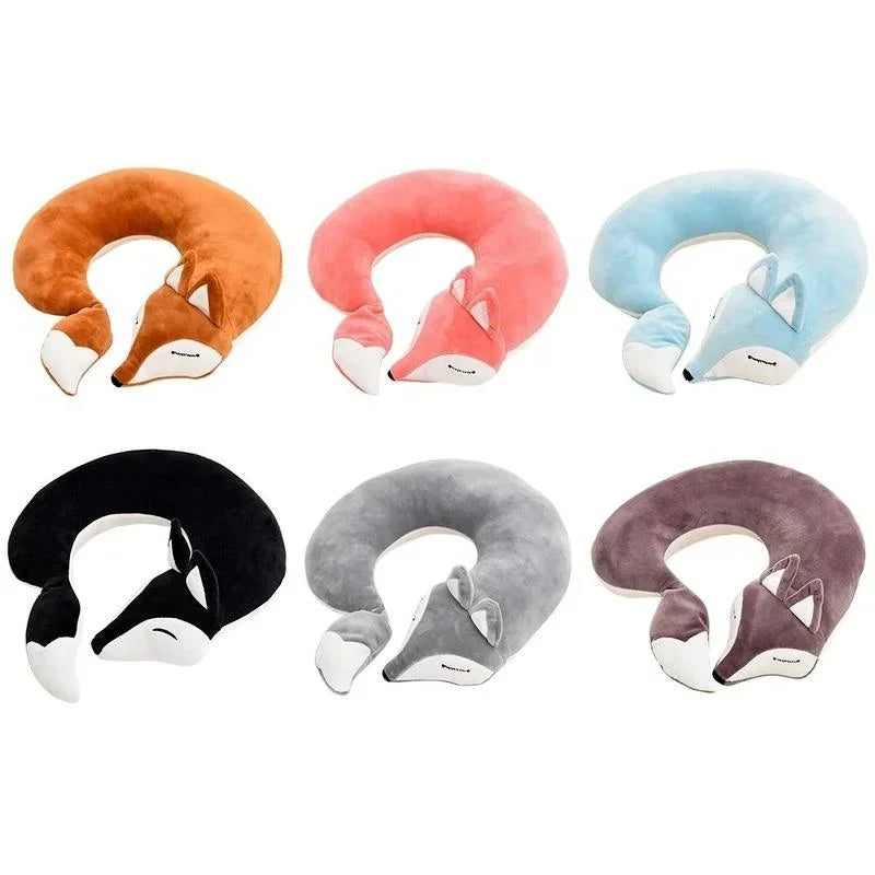 Cute Fox U-Shape Travel Neck Pillow – Soft & Ornamental Travel Neck Pillow Qme