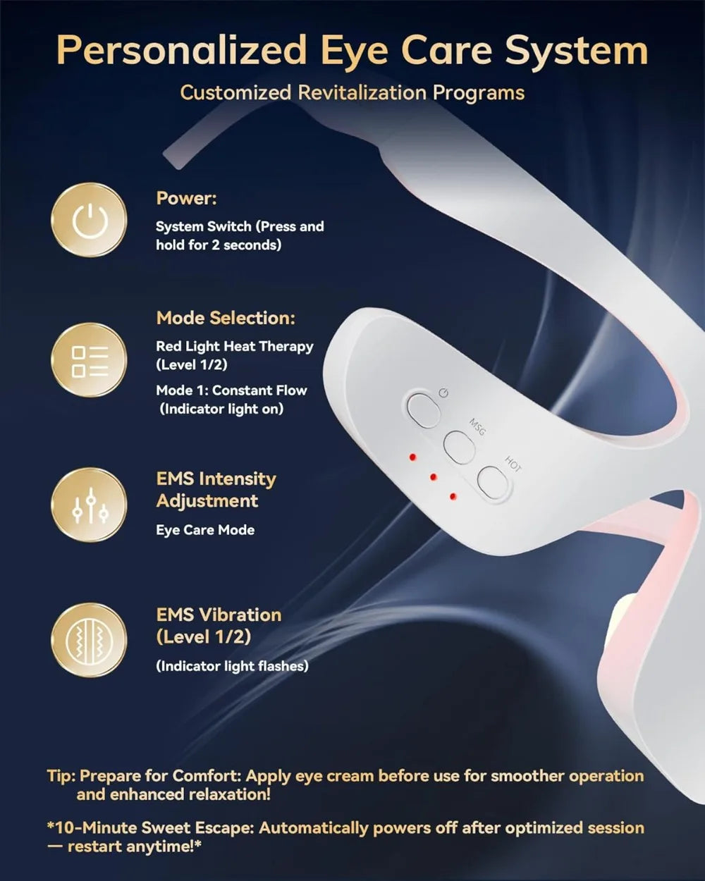 Smart 3D Eye Massager – Red Light Relaxing Beauty Device Eye Massager Qst