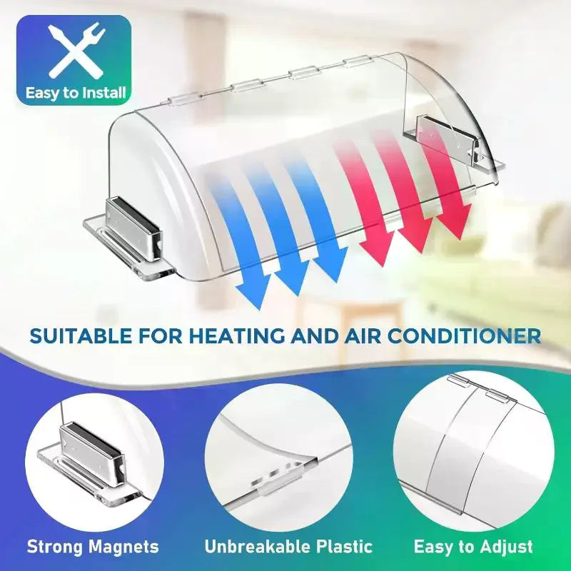 Magnetic AC Air Vent Deflector – Adjustable Airflow Redirector Air Vent Deflector Qme