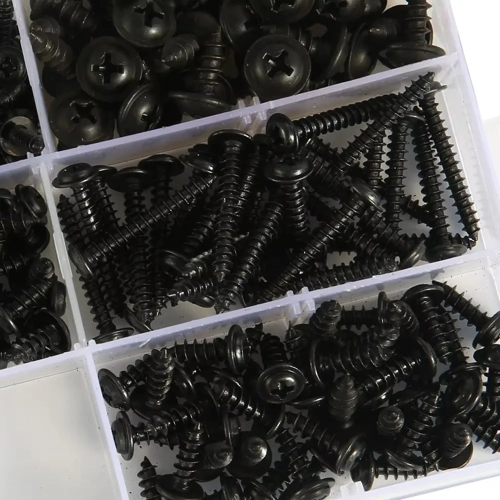 Black Carbon Steel Self-Tapping Screws M3 M4 Phillips Head Set Screw Assortment Set Qme