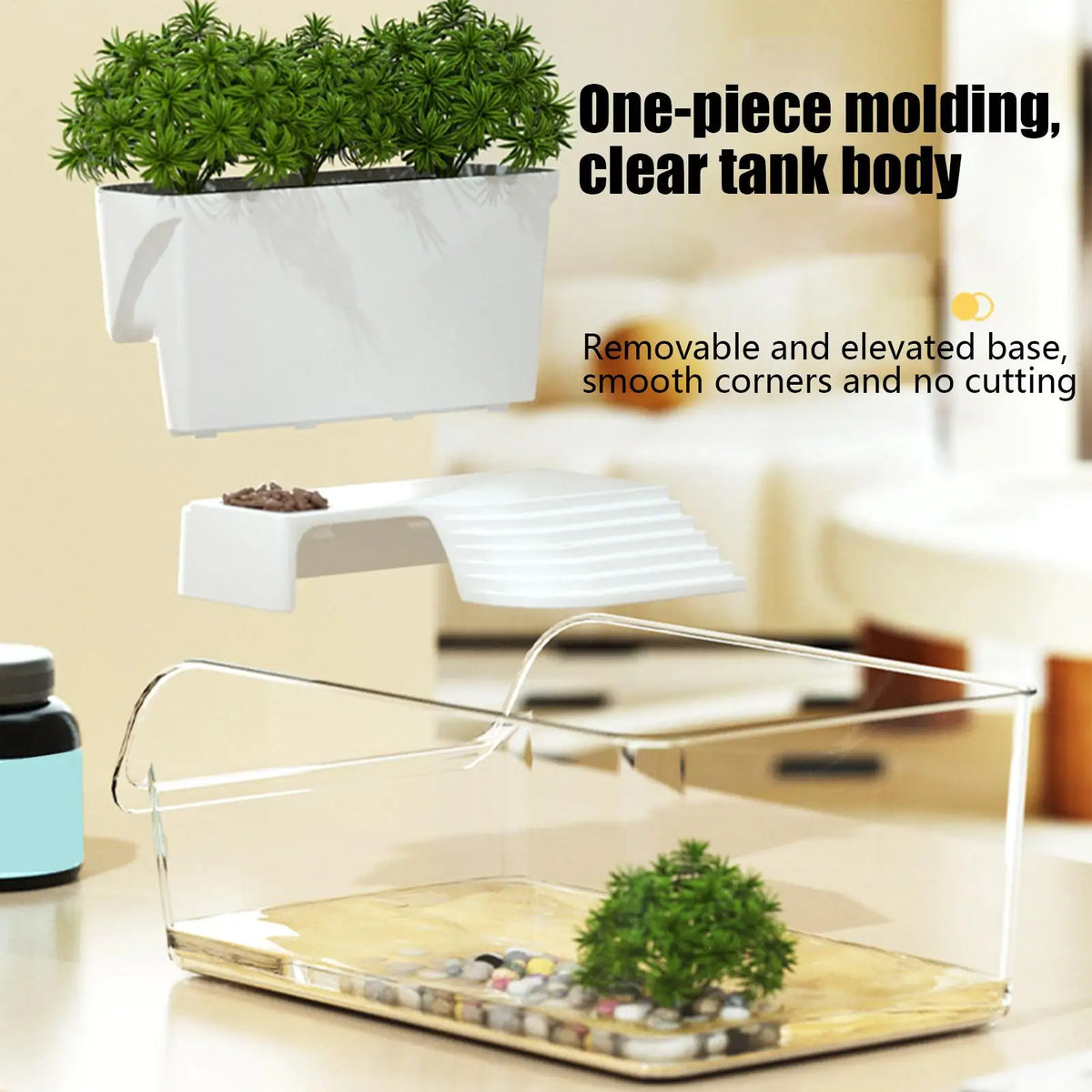 Small Transparent Turtle Tank Terrarium for Tortoise & Terrapin Reptile Terrarium Tank Qme