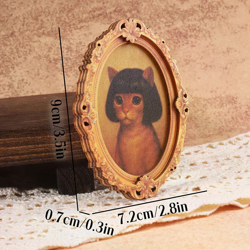 Mini Oval Retro Wooden Fridge Magnet – Funny Cat Haircut Novelty Fridge Magnet Qme