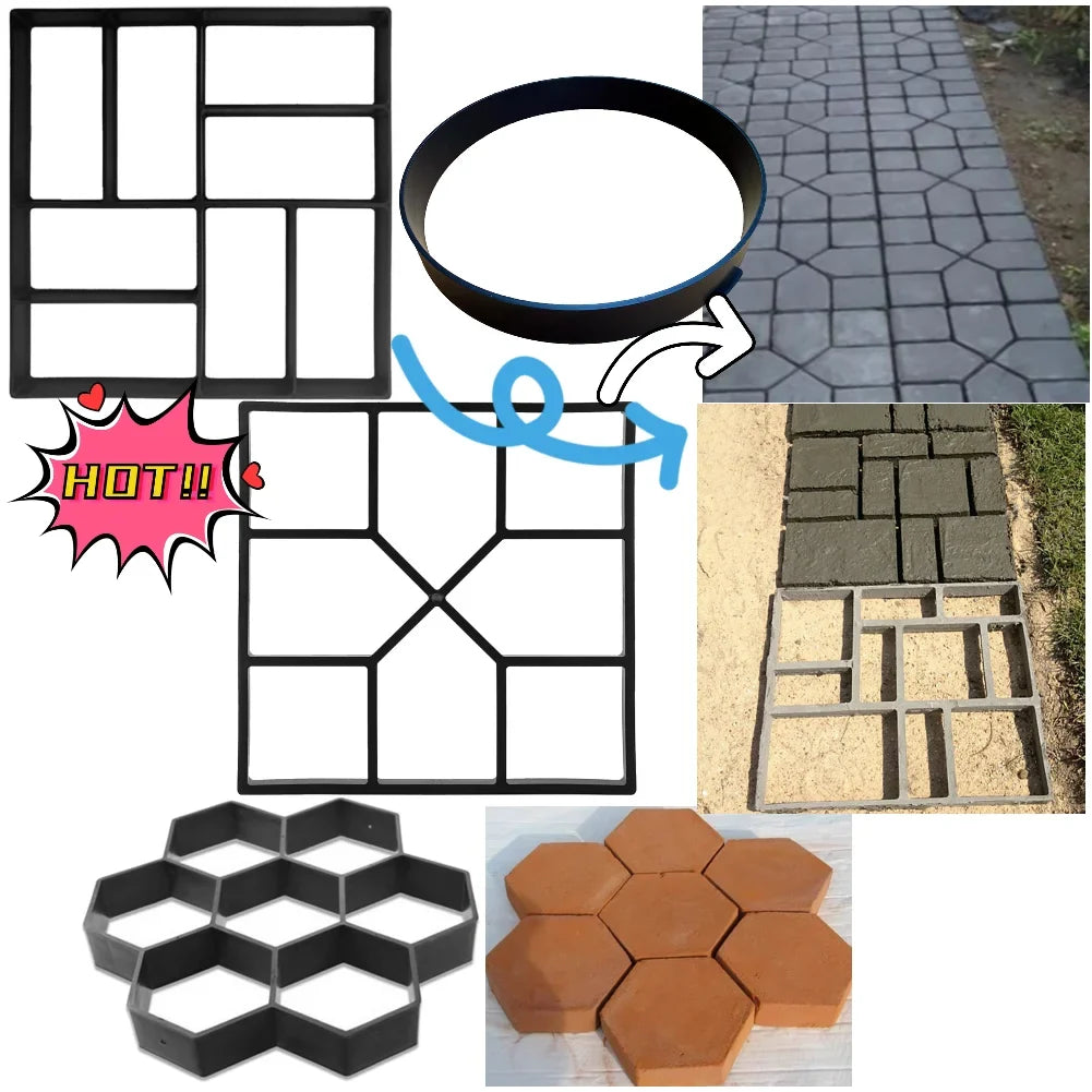 DIY Concrete Path Maker Mold – Reusable Stone Brick Paver Garden Paver Mold Qme
