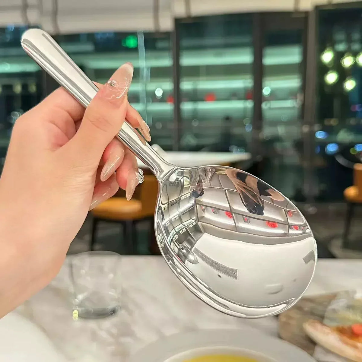 Stainless Steel Slotted Ladle – Soup & Rice Serving Spoon Slotted Serving Ladle Qme