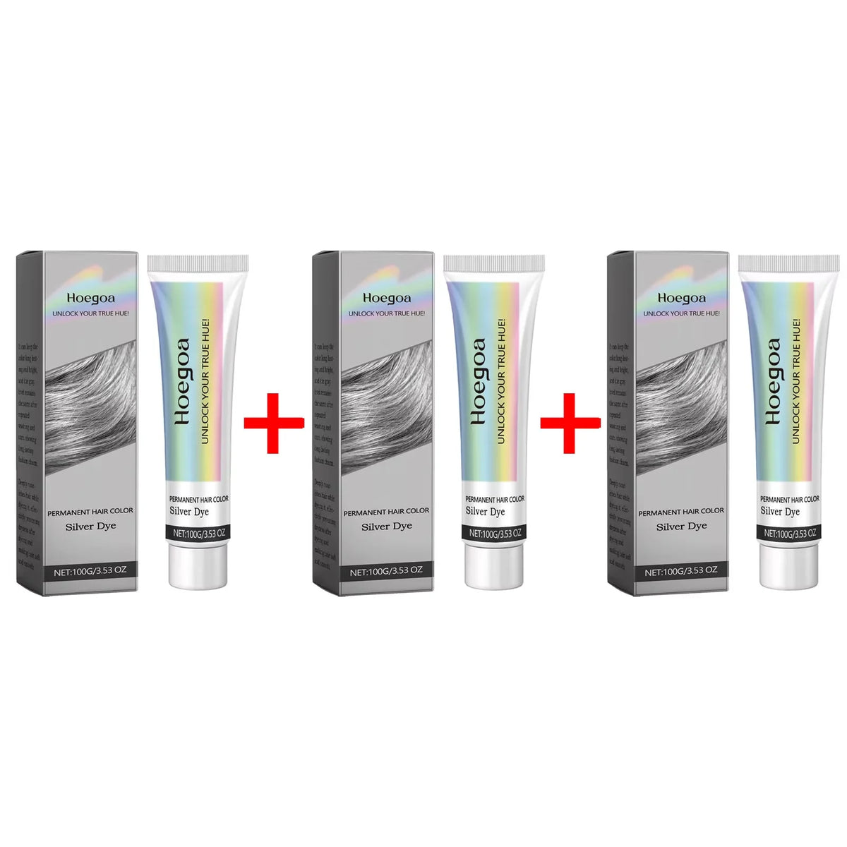 Hoegoa Gray Silver Hair Dye Cream – Metallic Punk Style Hair Dye Cream Qst 300g Boxed