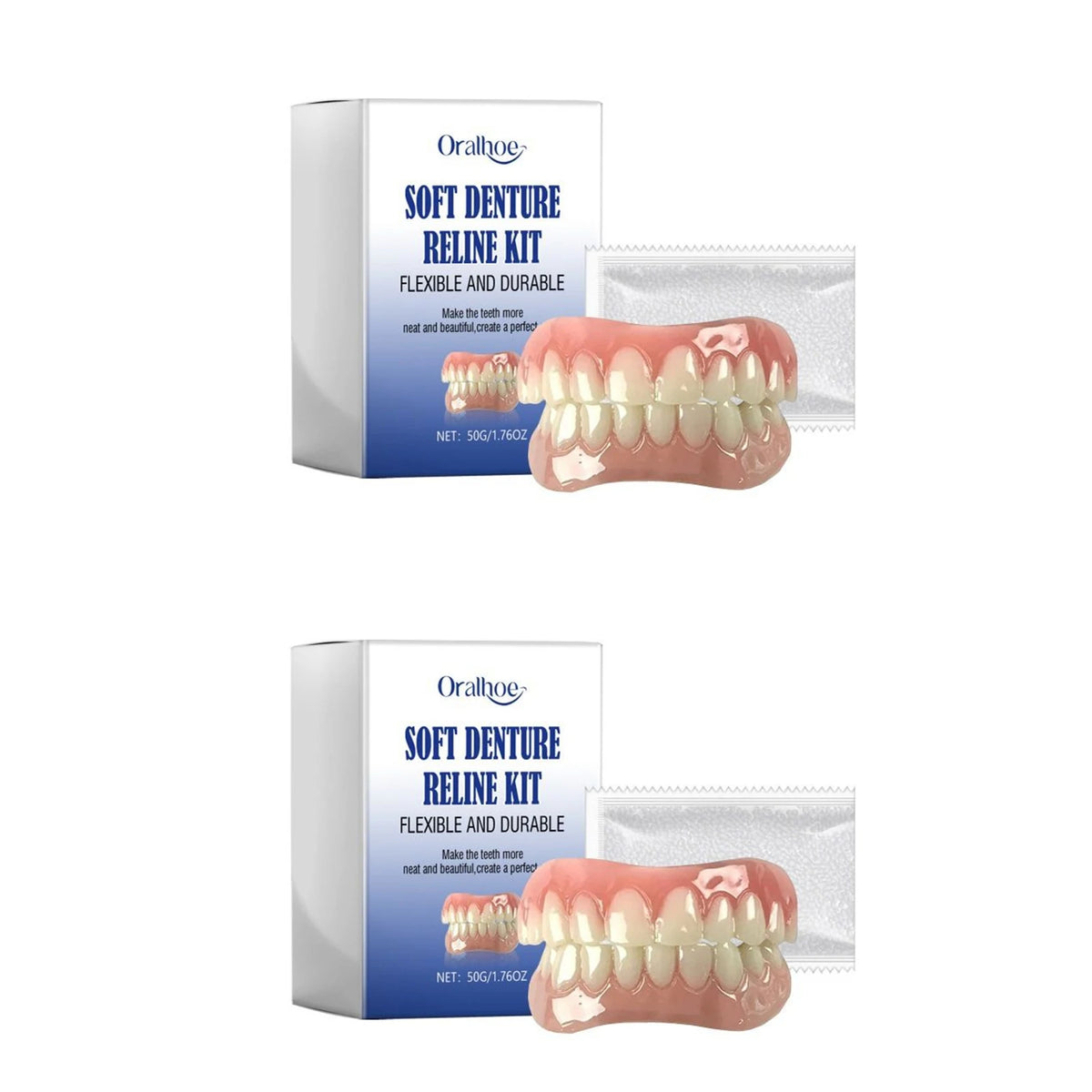 Oralhoe Soft Denture Reline Kit – Temporary Cosmetic Dental Braces Denture Reline Kit Qst 2sets boxed