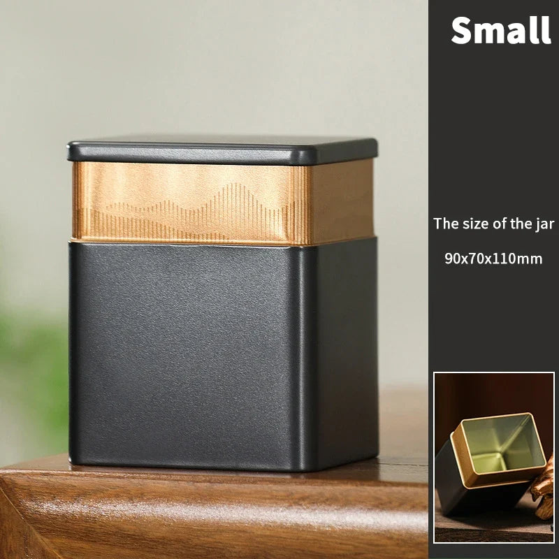 Mini Empty Tea Tin Can – Sealed Aluminium Storage Jar Tea Storage Tin Qme Small Black