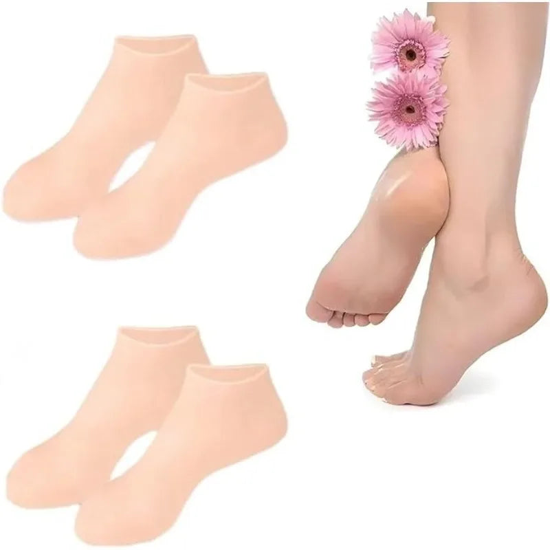 Silicone Moisturizing Gloves & Socks – Hands & Feet Care Set Moisturizing Spa Gloves Qme