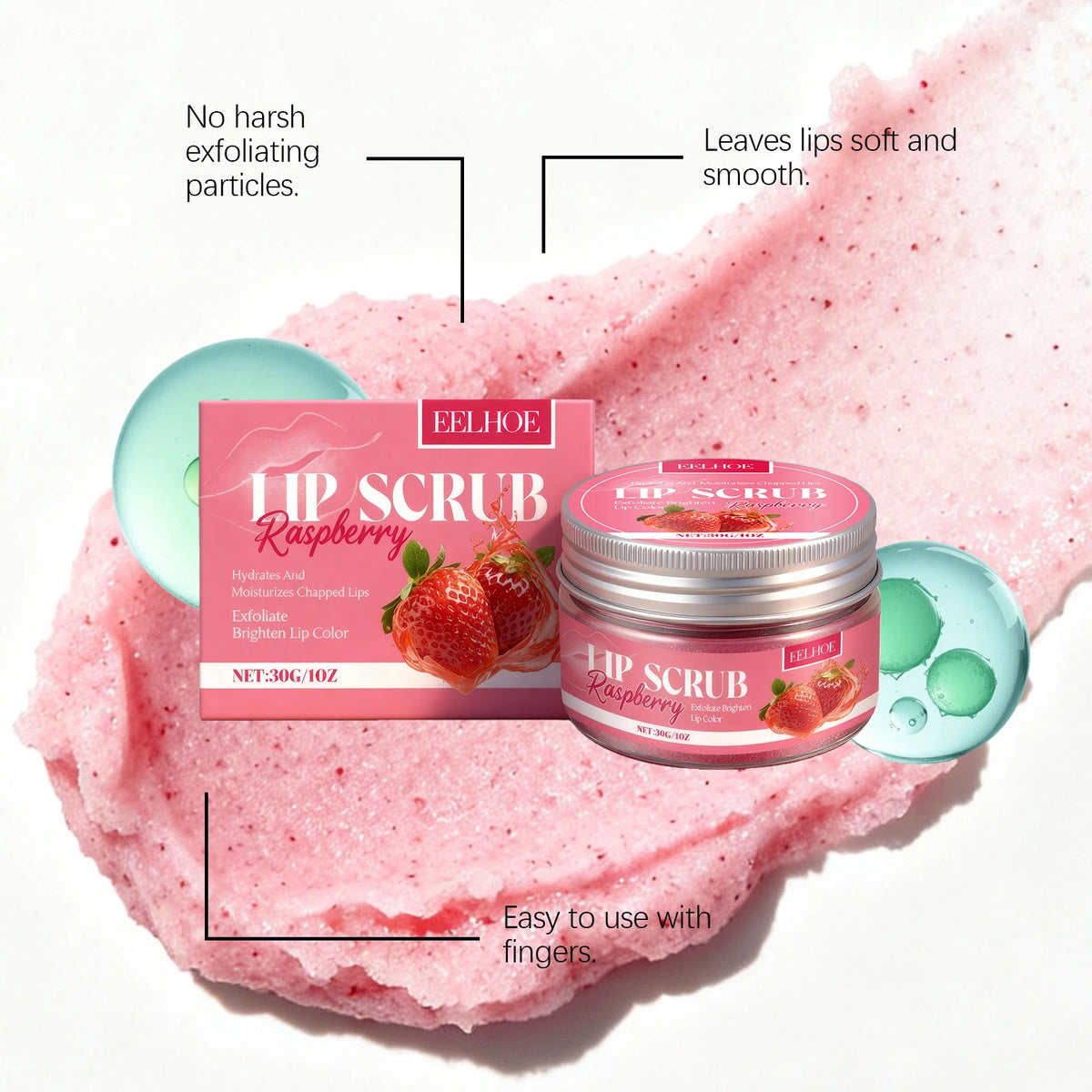Strawberry Lip Scrub – Moisturizing & Brightening Lip Exfoliator Lip Scrub Qst
