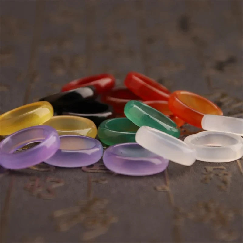 Natural Agate Stone Ring – Multi-Color Elegant Gemstone Jewelry Gemstone Ring Qme