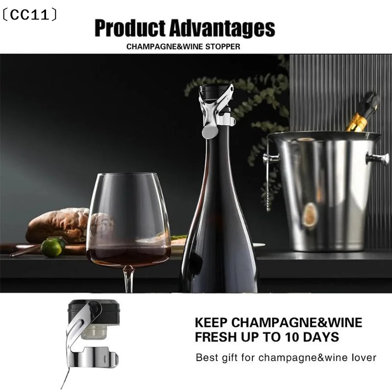 Stainless Steel Wine & Champagne Bottle Stopper | 3 Colors Wine Bottle Stopper Qme