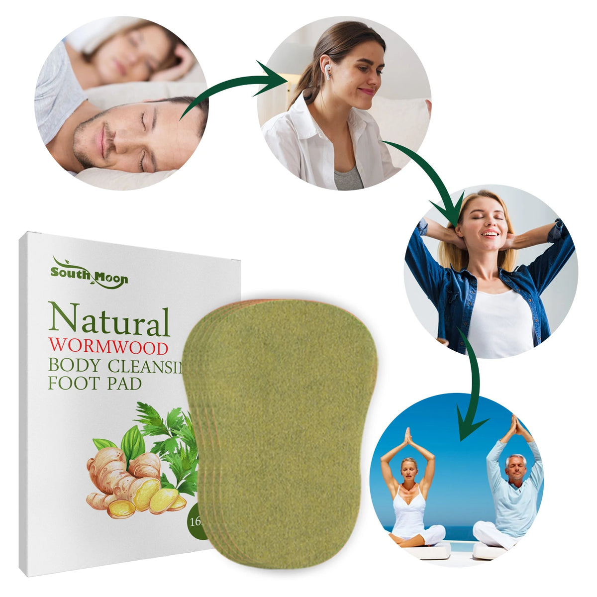South Moon Mugwort Herbal Foot Patches – Overnight Comfort Herbal Foot Patches Qst