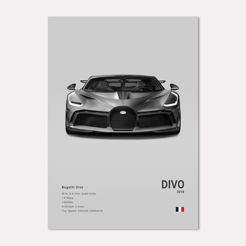 Supercar Canvas Wall Art Poster – M4 P1 Divo STO SVJ Unframed