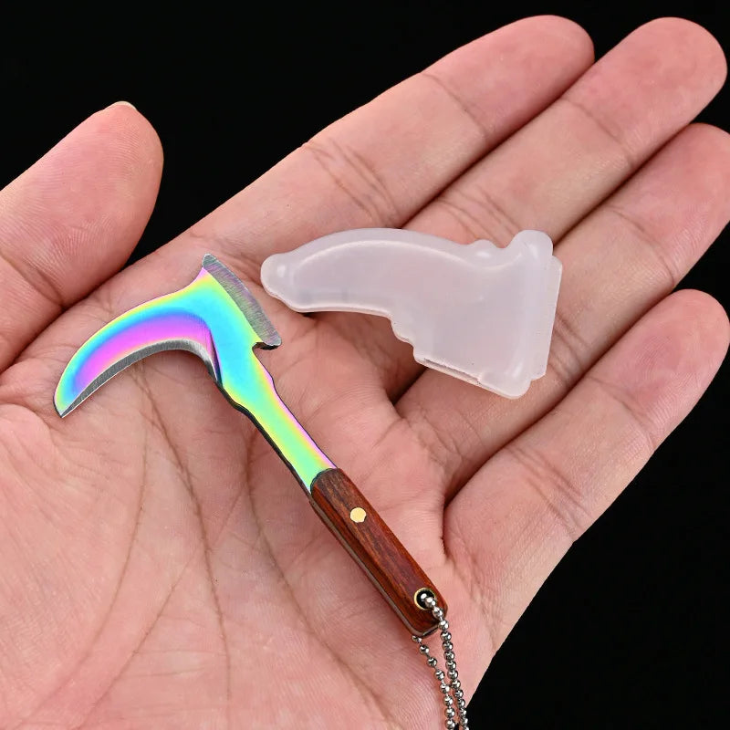 Mini Titanium Keychain Axe – EDC Camping Survival Tool | Swayboo Mini EDC Axe Qst Fade Rubber Sleeve
