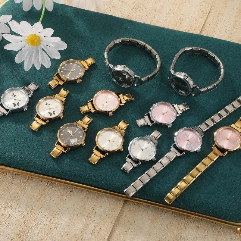 Italian Charm Butterfly Elastic Watch Bracelet Bangle | Qme Charm Bracelet Watch Qme