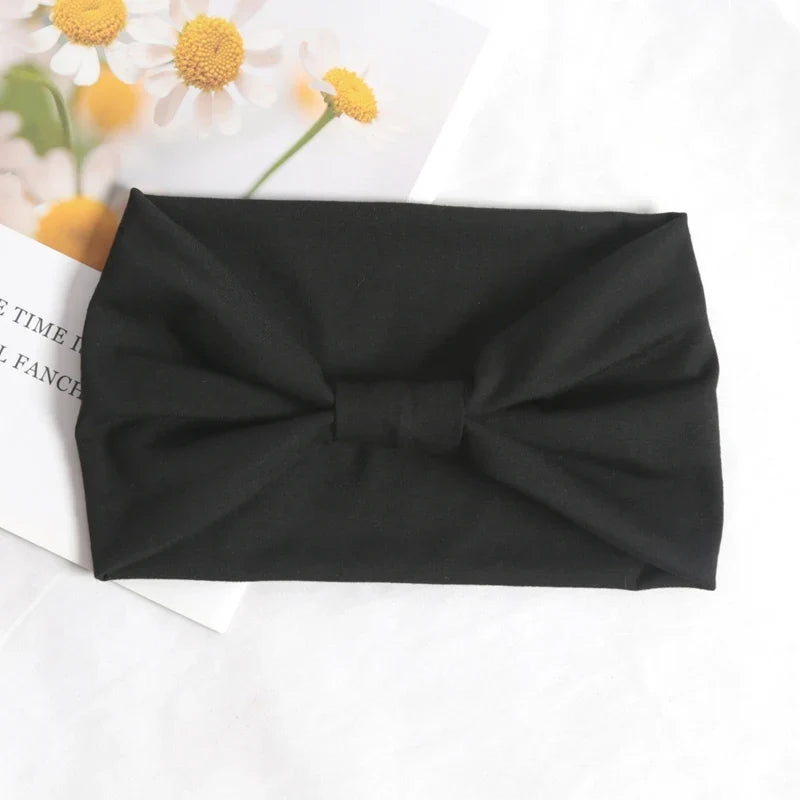 Women's Stretchy Wide Headband for Yoga, Running & Sports Sports Headband Qme black